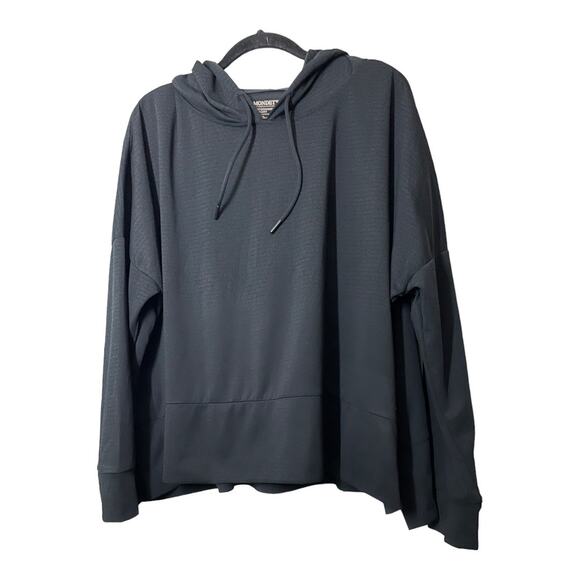 Mondetta Lightweight Hooded Pullover Cropped XL Black Womens Athleisure Boxy - Picture 1 of 4